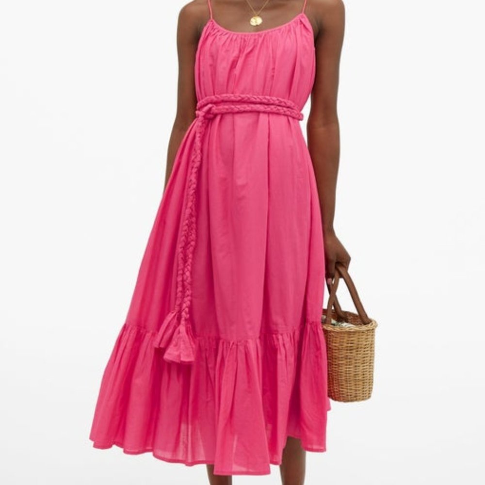 Rhode Cotton Midi Dress, Magenta, M - New